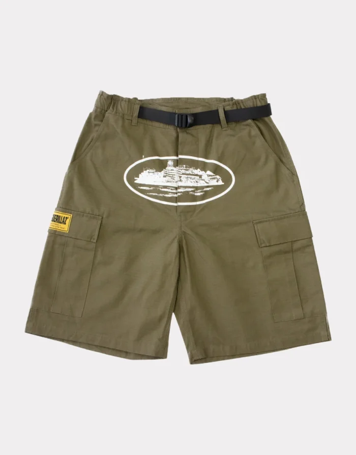 Corteiz Alcatraz Cargo Shorts Khaki Grün (2)