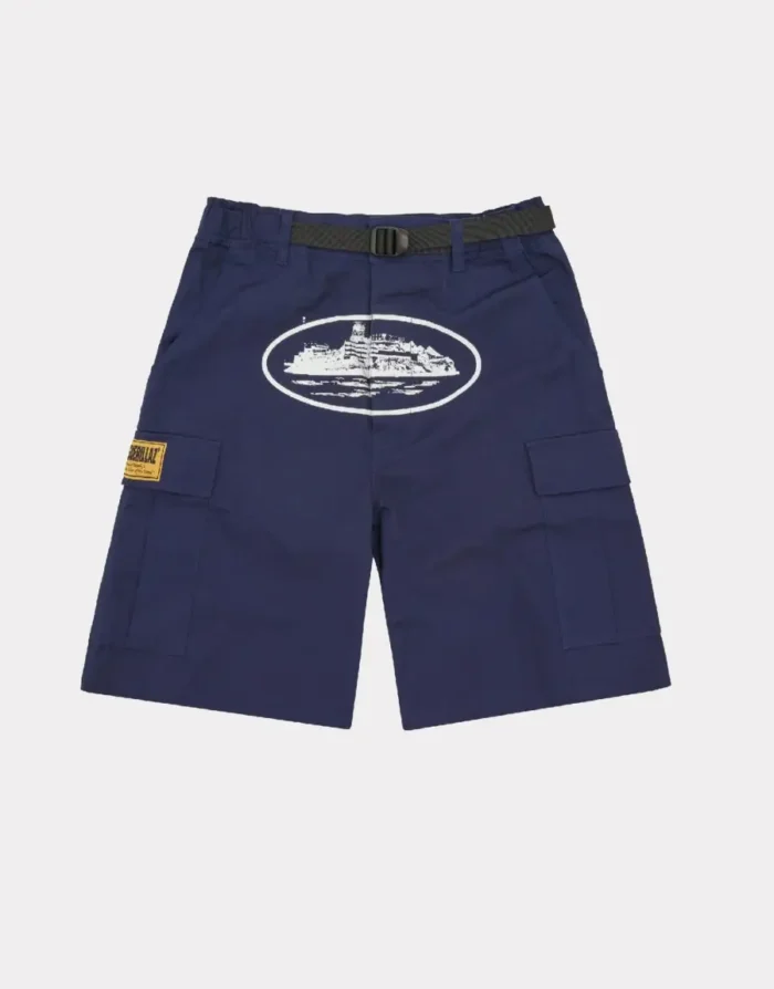 Corteiz Alcatraz Cargo Shorts in Marineblau (2)