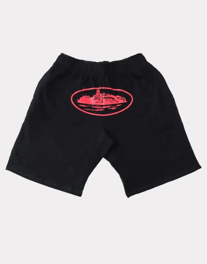 Corteiz Alcatraz Shorts in SchwarzRot